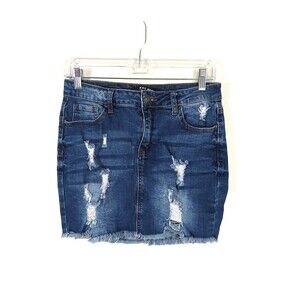 Wax Jean Distressed Denim Mini Skirt | Women's Medium